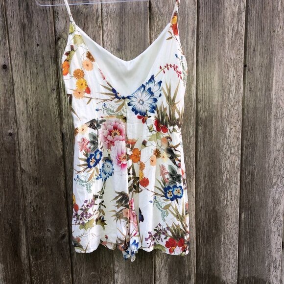 Bershka Floral Spaghetti Strap Romper Large - Picture 4 of 6
